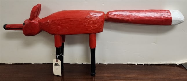 Folk Art Wooden Fox 16" H X 39" L Sgnd Bradford Naugler