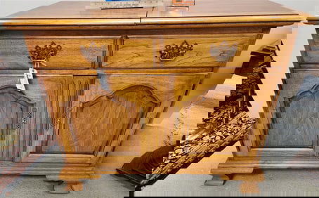 Thomasville Oak 2 Drawer Over 2 Door Flip Top Cabinet 36 1/2" H X 42" W X 19" D