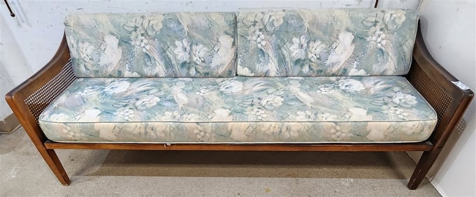 70's Sofa w/Cane Sides 28" H X 6'6" W X 26" D