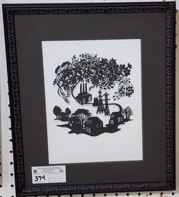 Framed Hand Cut Silhouette Sgnd Andrea Dezso 10 1/2" X 8" w/Frame16 " X 14"