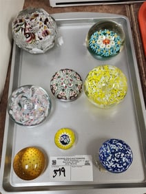 Tray 8 Art Glass Paperweights