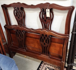 Pr. Chippendale Style Mahog Single Beds 40" H X 42" W