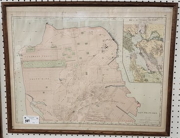 Framed 1891 Rand McNally + Co. San Francisco Map 20 1/2" X 27" w/Frame 23" X 29"
