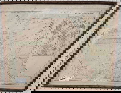 Framed 1891 Rand McNally + Co. San Francisco Map 20 1/2" X 27" w/Frame 23" X 29": Framed 1891 Rand McNally + Co. San Francisco Map 20 1/2" X 27" w/Frame 23" X 29"