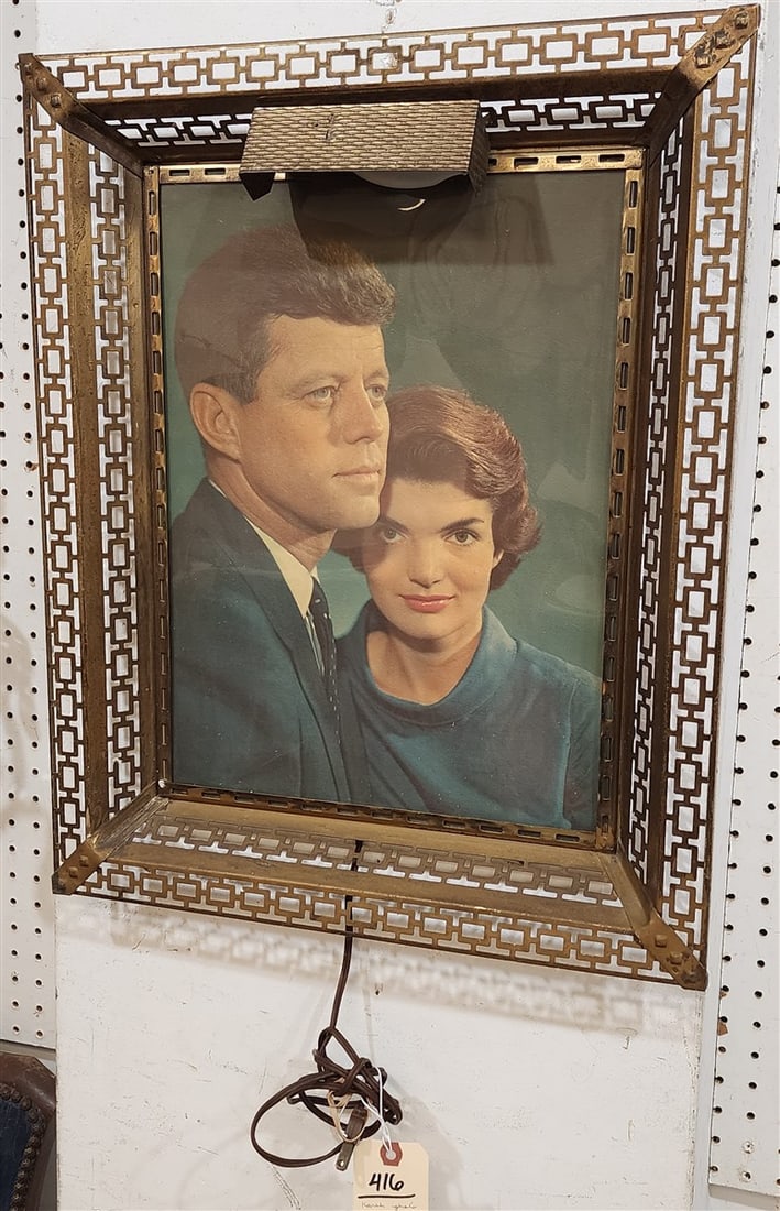 Metal Framed Karsh Photo Of Pres. + Mrs. John F. Kennedy 15 1/2" X 11 1/2" w/Frame 21" X 17": Metal Framed Karsh Photo Of Pres. + Mrs. John F. Kennedy 15 1/2" X 11 1/2" w/Frame 21" X 17"