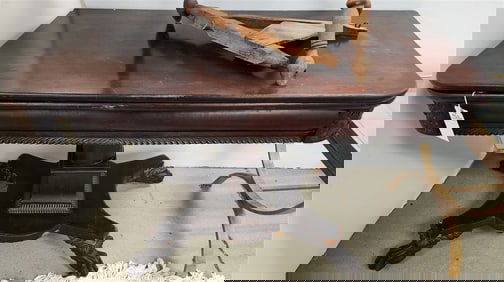 Empire Mahog Game Table - Needs Hinge For Top Leaf 30 1/2" H X 46" W X 23" D