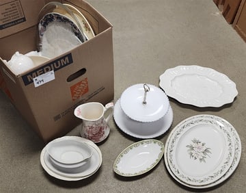 Bx Platters, Dishes, Tea Pot, 2 Tier Stand, Etc.