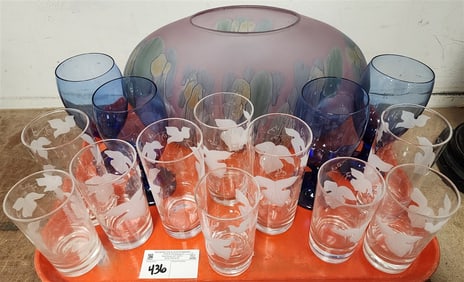 Tray Art Glass Vase 9" H X 15" W X 6 1/2" D