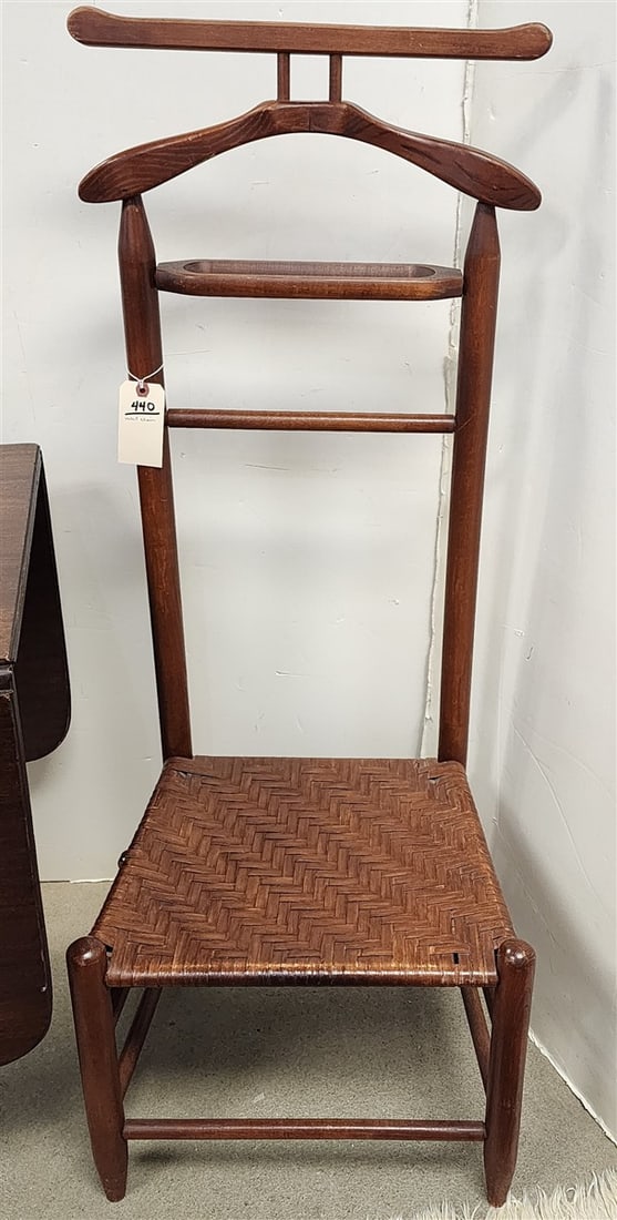 Splint Seat Ladder Back Valet Chair 47 1/2" H X 18 1/2" W X 15" D: Splint Seat Ladder Back Valet Chair 47 1/2" H X 18 1/2" W X 15" D