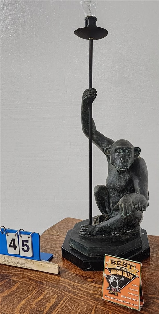 Bronze Monkey Lamp 30" (1 of 4)