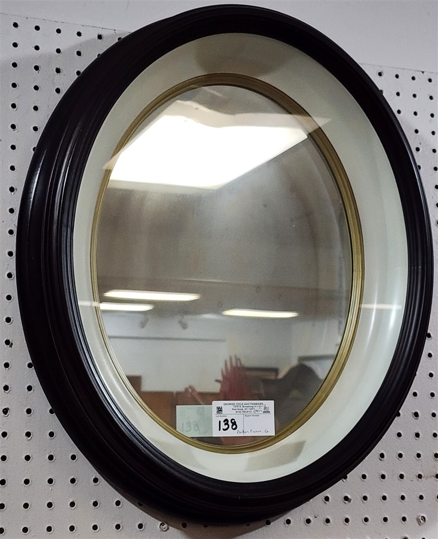 Baker Furn Co. Oval Shadowbox Framed Mirror 24" X 19": Baker Furn Co. Oval Shadowbox Framed Mirror 24" X 19"