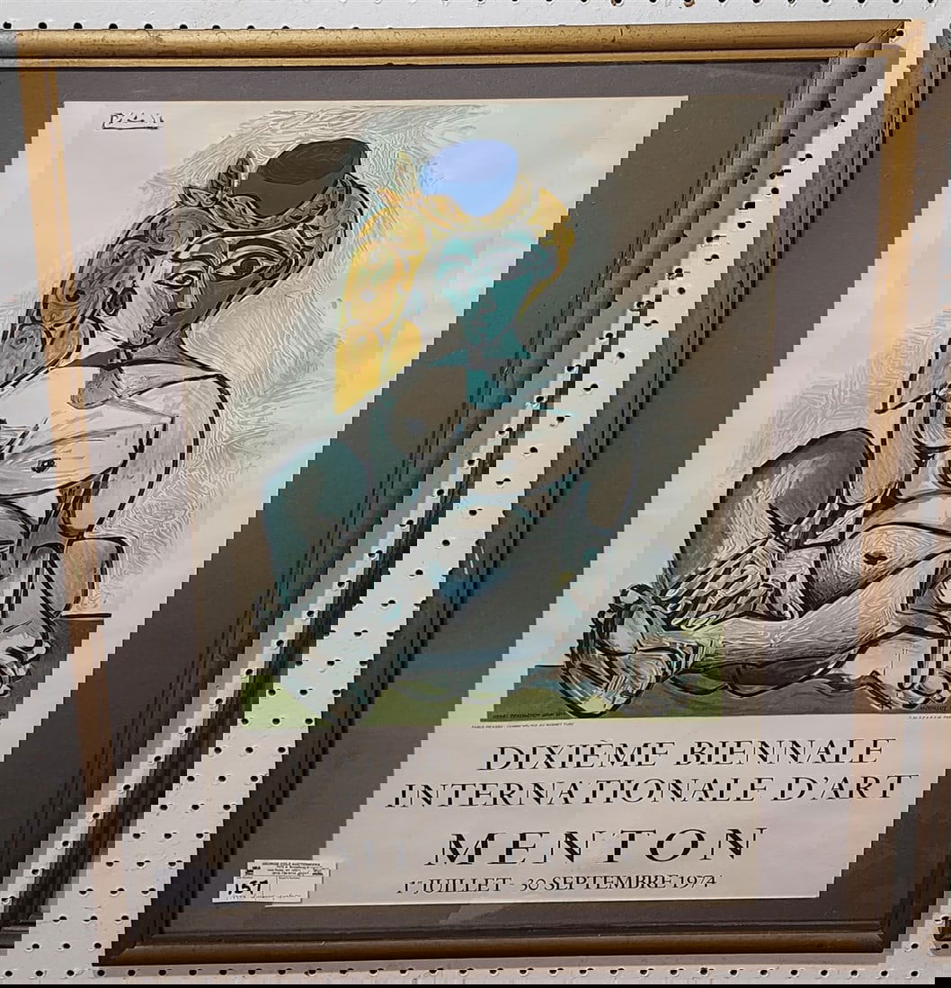 Framed 1974 Picasso Poster 26" X 17 1/2" w/Frame 20 1/4" X 25 1/2" (1 of 3)