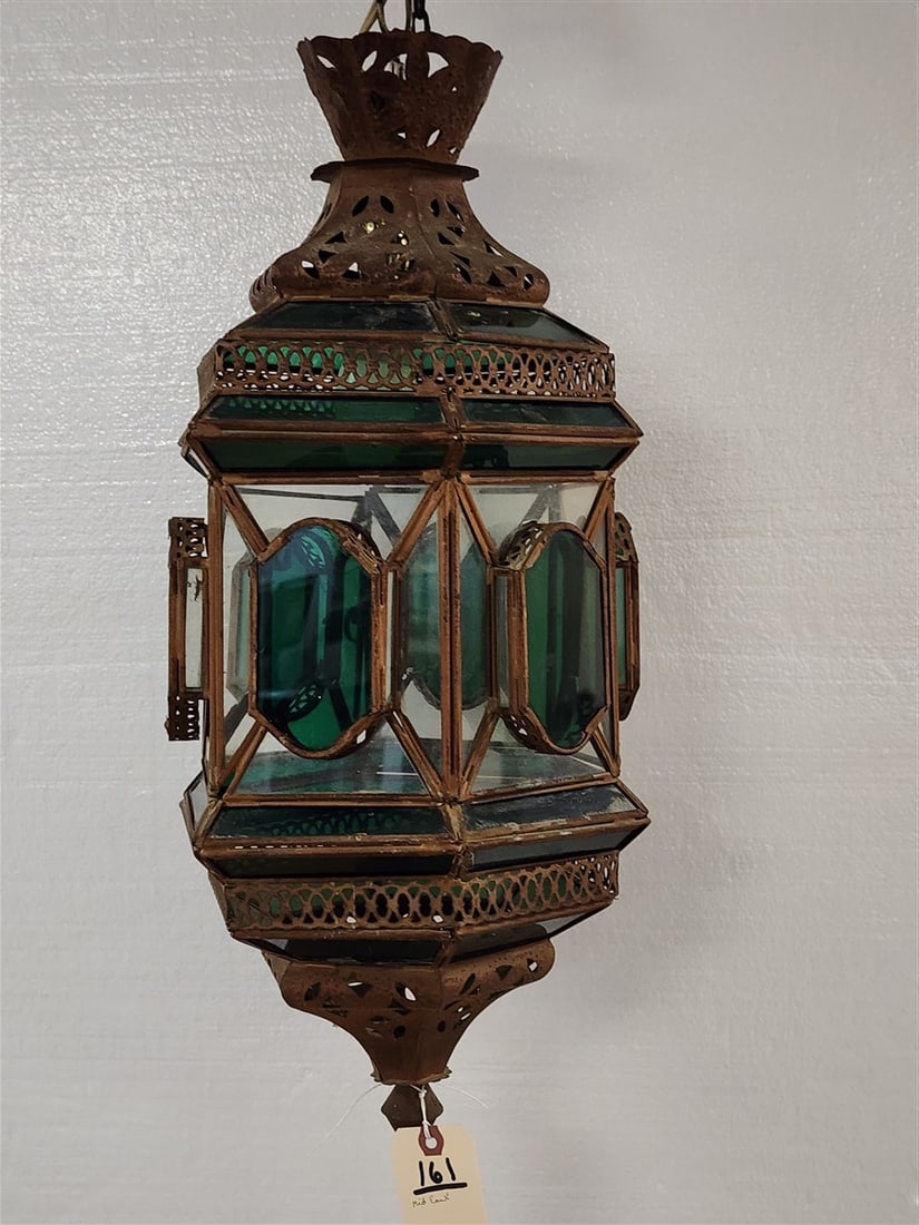 Mid East Tole + Glass Lantern 24" H X 11" Diam. (1 of 1)