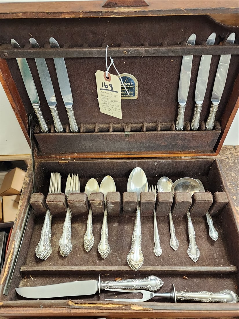Bx'd 41 Pc. Gorham Sterling "English Gadroon" Flatware Set 46.22 OzT Weight Does Not Include 6 (1 of 4)