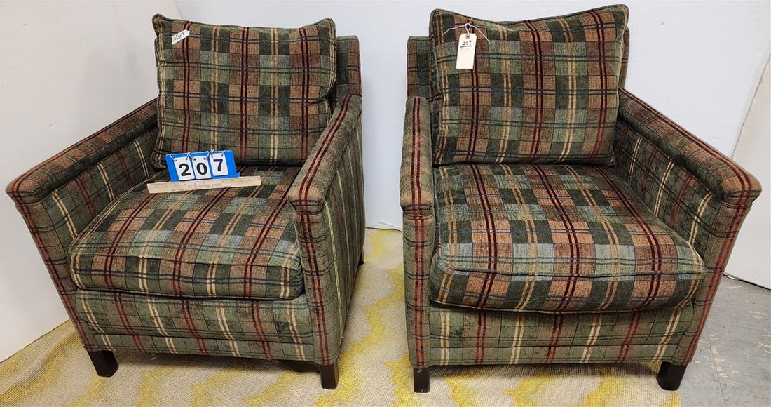 Pr. Lee Custom Uphols. Club Chairs 34" H X 29 1/2" W X 22" D (1 of 5)