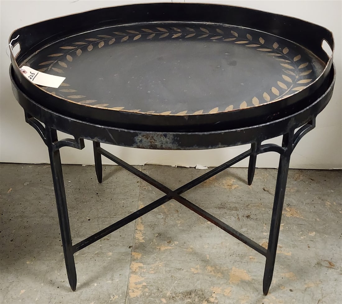 Wrought Base Coffee Table w/Tole Tray Top 22" H X 28" W X 22 1/2" D (1 of 4)