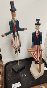 Tray Folk Art Wooden Uncle Sam Figures 25" + 20"