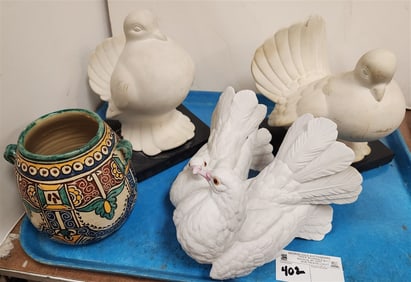 Tray Pr. Bisque Dove On Marble Bases 8 1/2" H X 6" W X 7 1/2" D, Royal Crown Dove Group Figurine 5