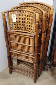 Set 4 Folding Bamboo Chairs 35" H X 18" W X 16" D