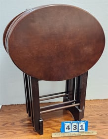Mahog Stand w/ 4 Folding Tables