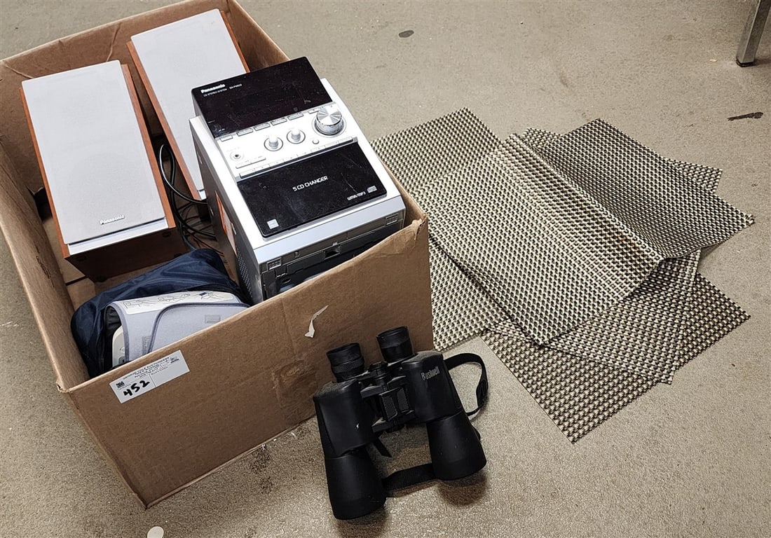 Bx Panasonic Stereo System, 5 CD Changer w/Speakers + Binoculars + Omron Auto Blood Pressure Monitor (1 of 5)