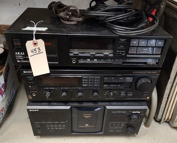 Akai Stereo Cassette Deck, Sony Receiver, Sony M555 ES Mega Storage CD Player