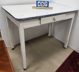 Enamel Top Kitchen Work Table 31 1/2" H X 40 1/2" W X 25" D