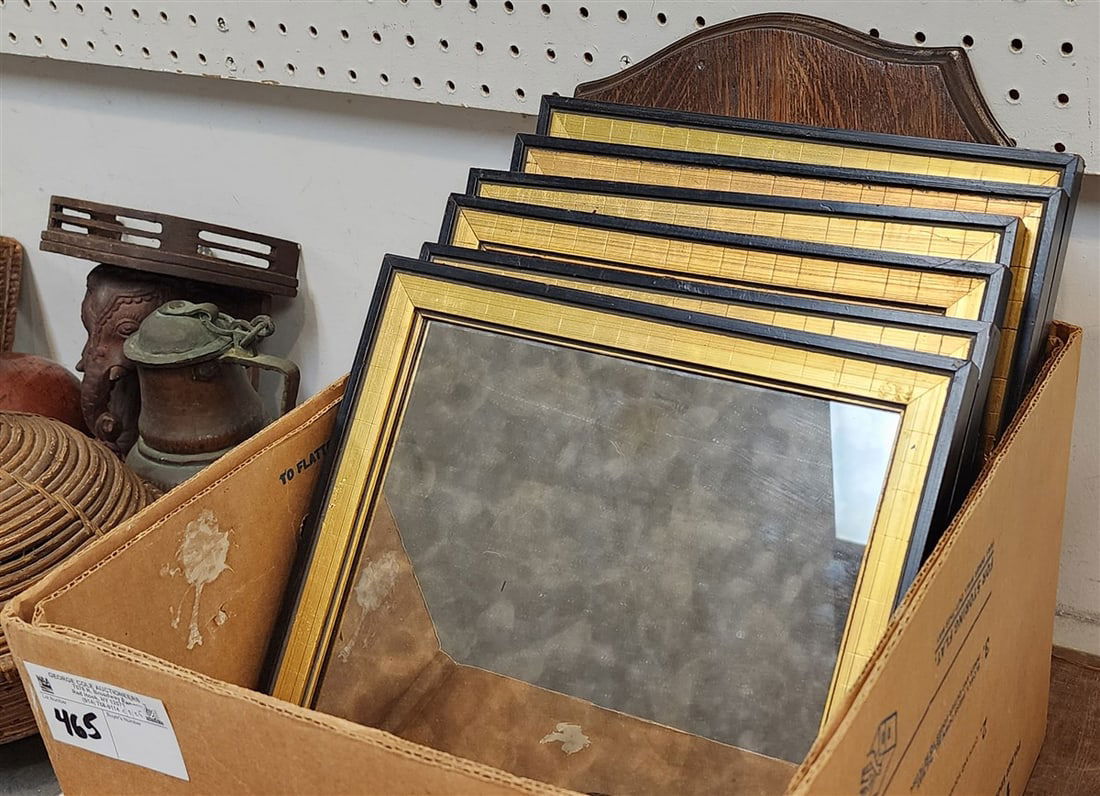 Bx 6 Framed Smokey Mirrors 15" X 12" + Oak Plaques 16" X 11" (1 of 3)