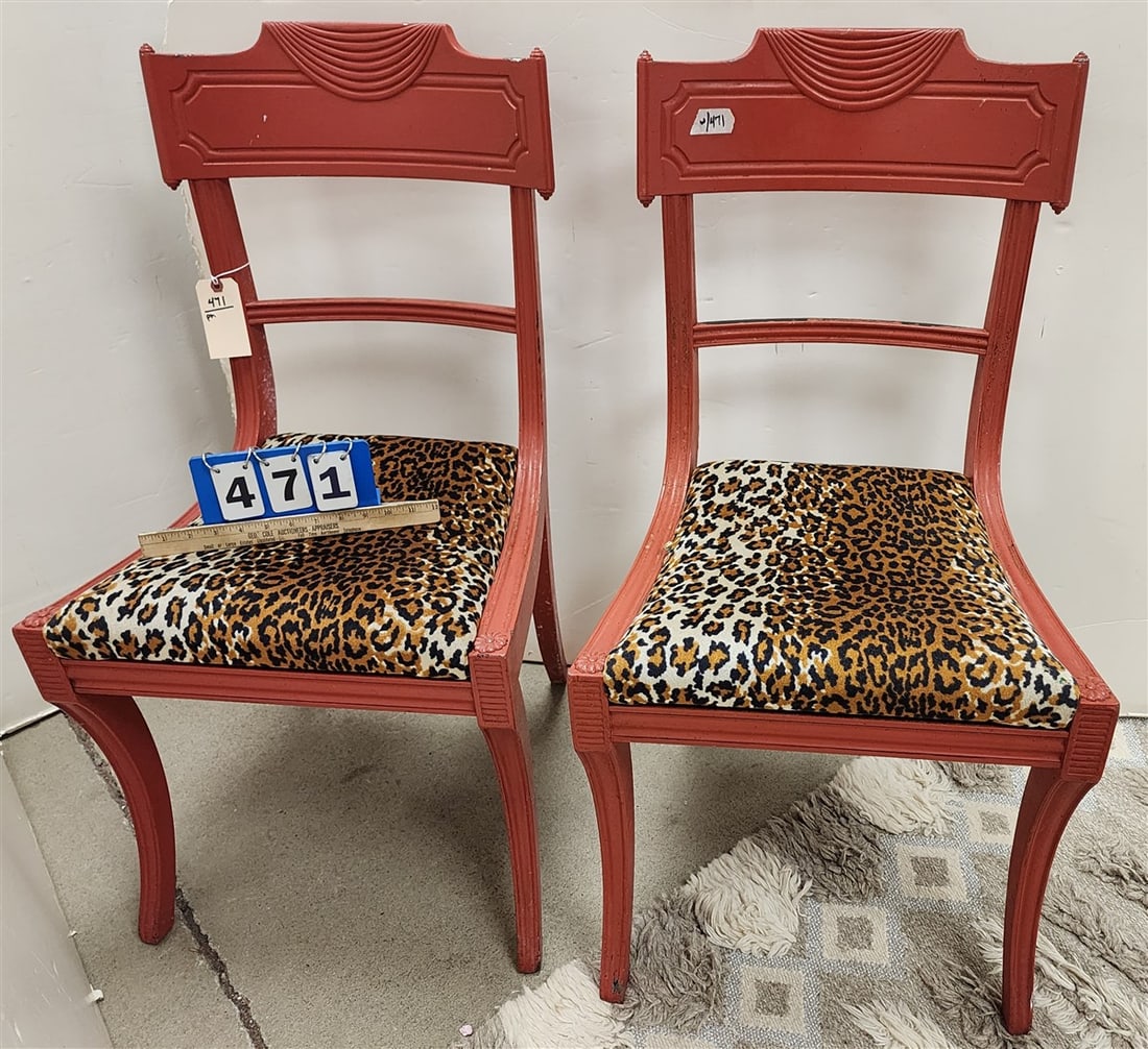 Pr. Ptd Klismos Chairs 37" H X 19 1/2" W X 16" D (1 of 4)