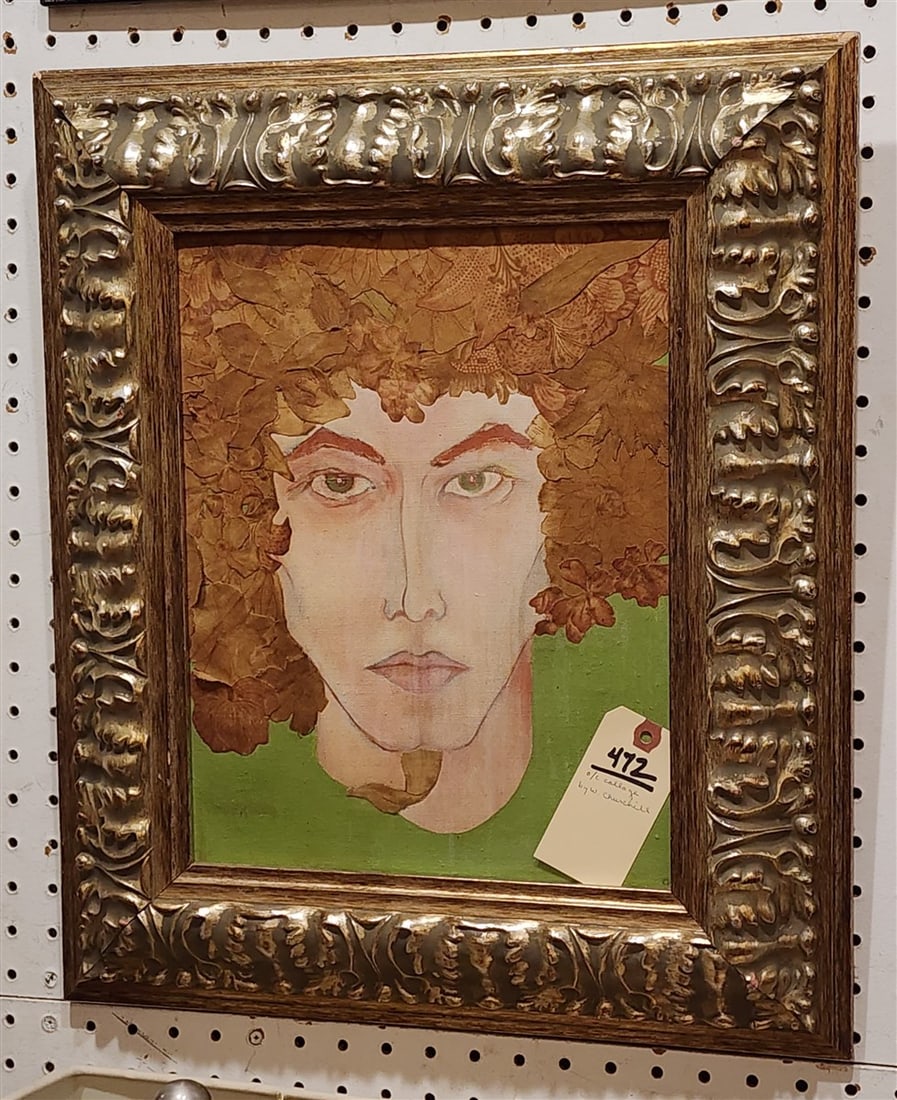 Framed Mixed Media O/C Collage By W. Churchill 14" X 11" w/Frame 20 1/2" X 17 1/2" (1 of 1)