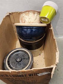 Bx 2 Crocks 4 + 2 Gal, 3 Pottery Pots