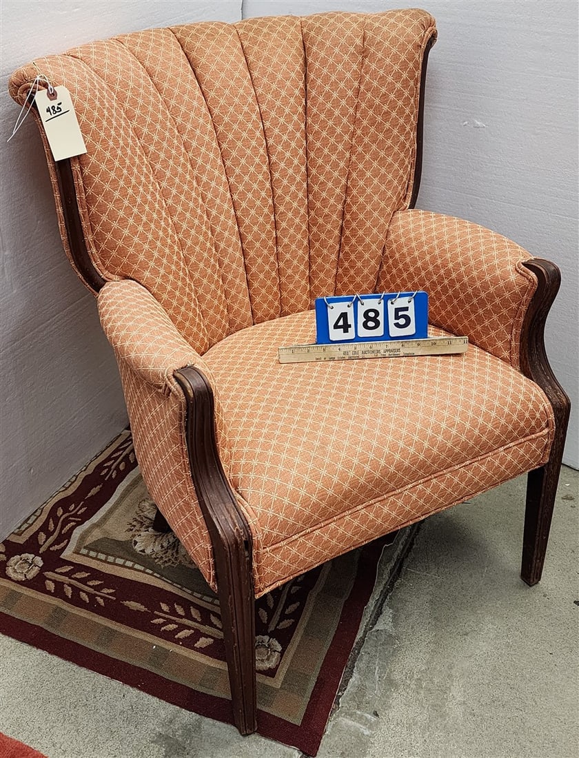 Uphols. Armchair 36" H X 27 1/2" W X 18 1/2" D (1 of 3)