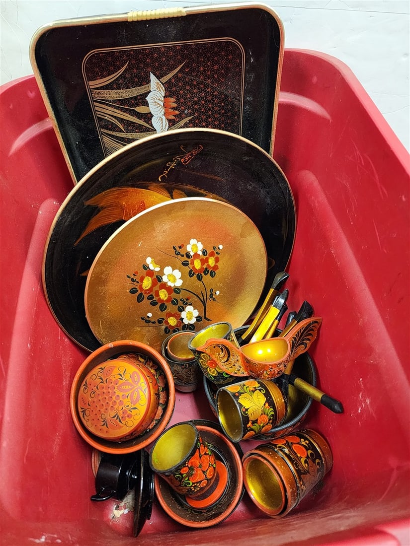 Tub Russian Ptd. Wood Items: Tub Russian Ptd. Wood Items
