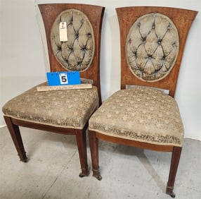 Pr. 19th C Mahog Chairs w/Inlay
