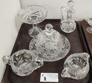 Tray Brilliant Vintage Cut Glass - 5 Pc. Set