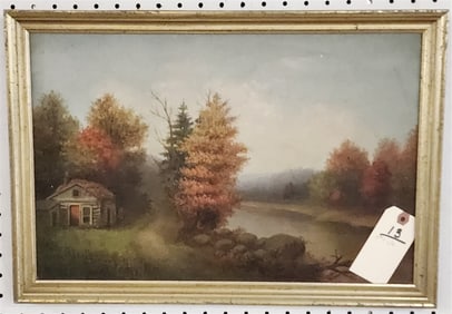 Framed 19th C O/B Landscape 12" X 18" w/Frame 14" X 20"