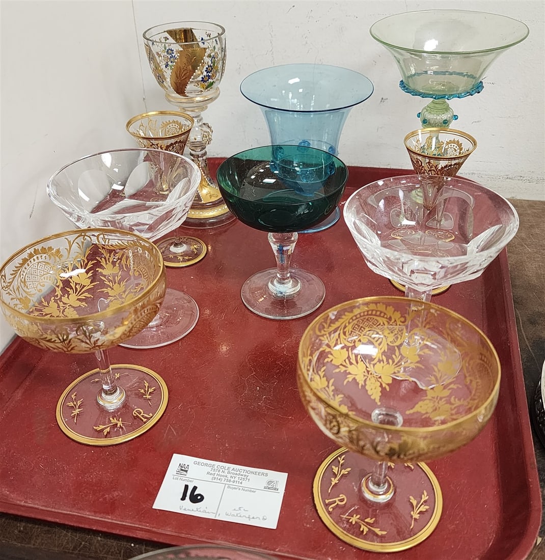 Tray Coll. Stemware - 2 Venetian, Pr. Waterford - Sheila, Hand Blown w/Gilt Dec. Etc. (1 of 3)