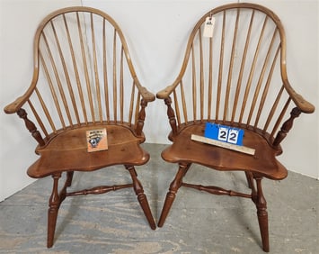 Pr. Stickley Cherry Windsor Armchairs