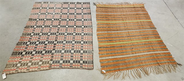 2 Overshot Coverlet 4'6" X 6" + 4'3" X 5'8"