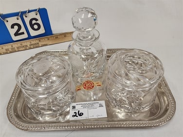 Tray 3 Pc. Vintage Cut Glass Dresser Set