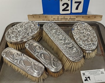 Tray 5 Sterl. Topped Brushes