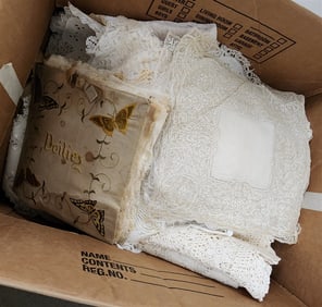 Bx. Vintage Lace, Linens + Crochet