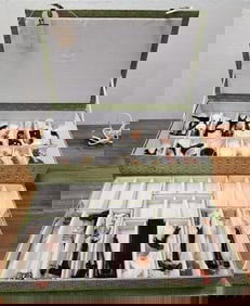 Bx'd 24 Pc. Chinese Mini Musical Instruments Made Of Semi Precious Stone w/Wooden Stands