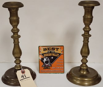 Pr. 18th C Brass Candlesticks