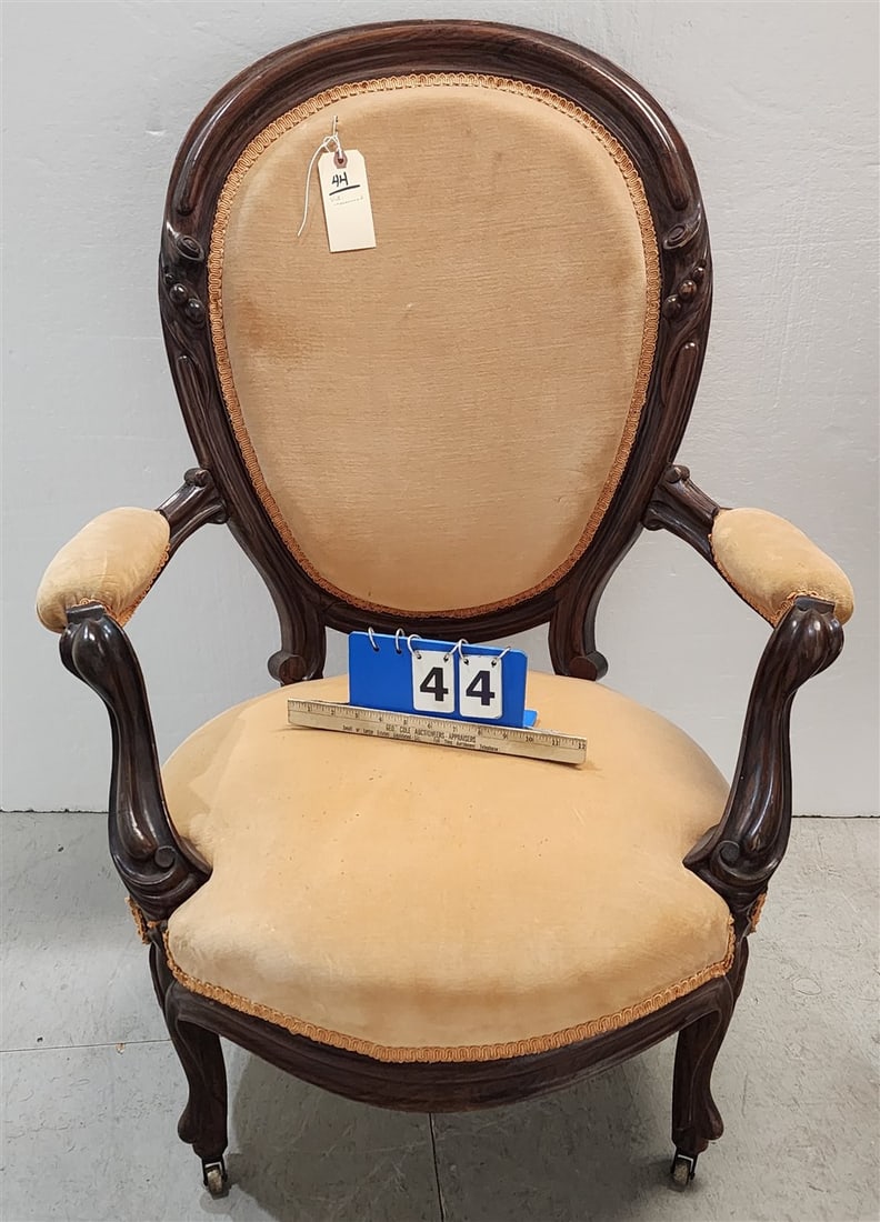 Vict. Rosewood Uphols. Armchair 41 1/2" H X 29 1/2" W X 22" D (1 of 2)