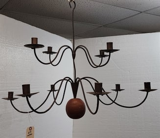 Patentee Manor Wrought 10 Arm Chandelier 22" H x 27" Diam.