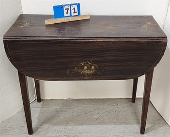 19th C Grain Ptd. + Stenciled Pembroke Drop Leaf Table 29" H x 3' W X 17" D