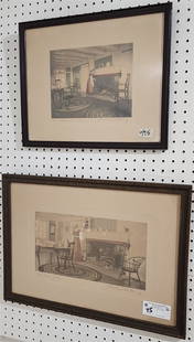 Lot 2 Framed Wallace Nutting Interiors Christmas Jelly 13 1/2" X 19 1/2" w/Frame 15 1/2" X 21 1/2" +: Lot 2 Framed Wallace Nutting Interiors Christmas Jelly 13 1/2" X 19 1/2" w/Frame 15 1/2" X 21 1/2" + The Elaborate Dinner 12 1/2" X 15 1/2" w/Frame 14 1/4" X 17"