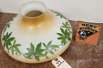 Vict. Milk Glass Hand Enameled Shade 7" H X 10" Diam.