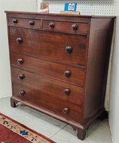 19th C Mahog 6 Drawer Chest 41 1/2" H X 43 1/2" W X 20 1/2" D